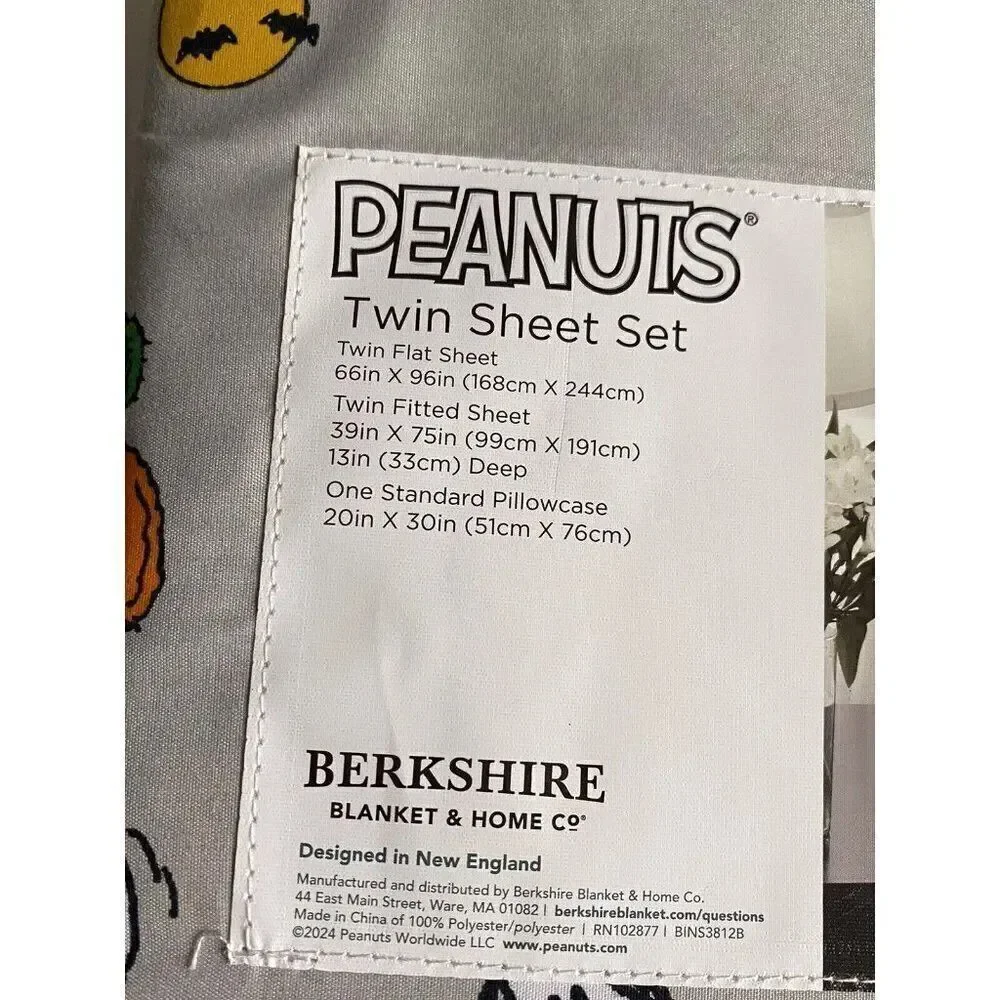 Peanuts Snoopy Halloween TWIN‎ Sheet Set Pumpkin Cactus Cowboy Pumpkin NEW